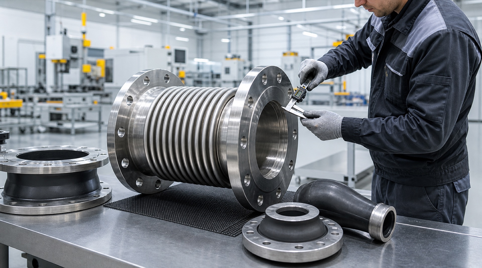 Neutrales Symbolbild zur Prüfung eines metallischen Kompensators und technischer Komponenten